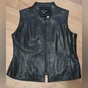 Women's Black Leather Vest